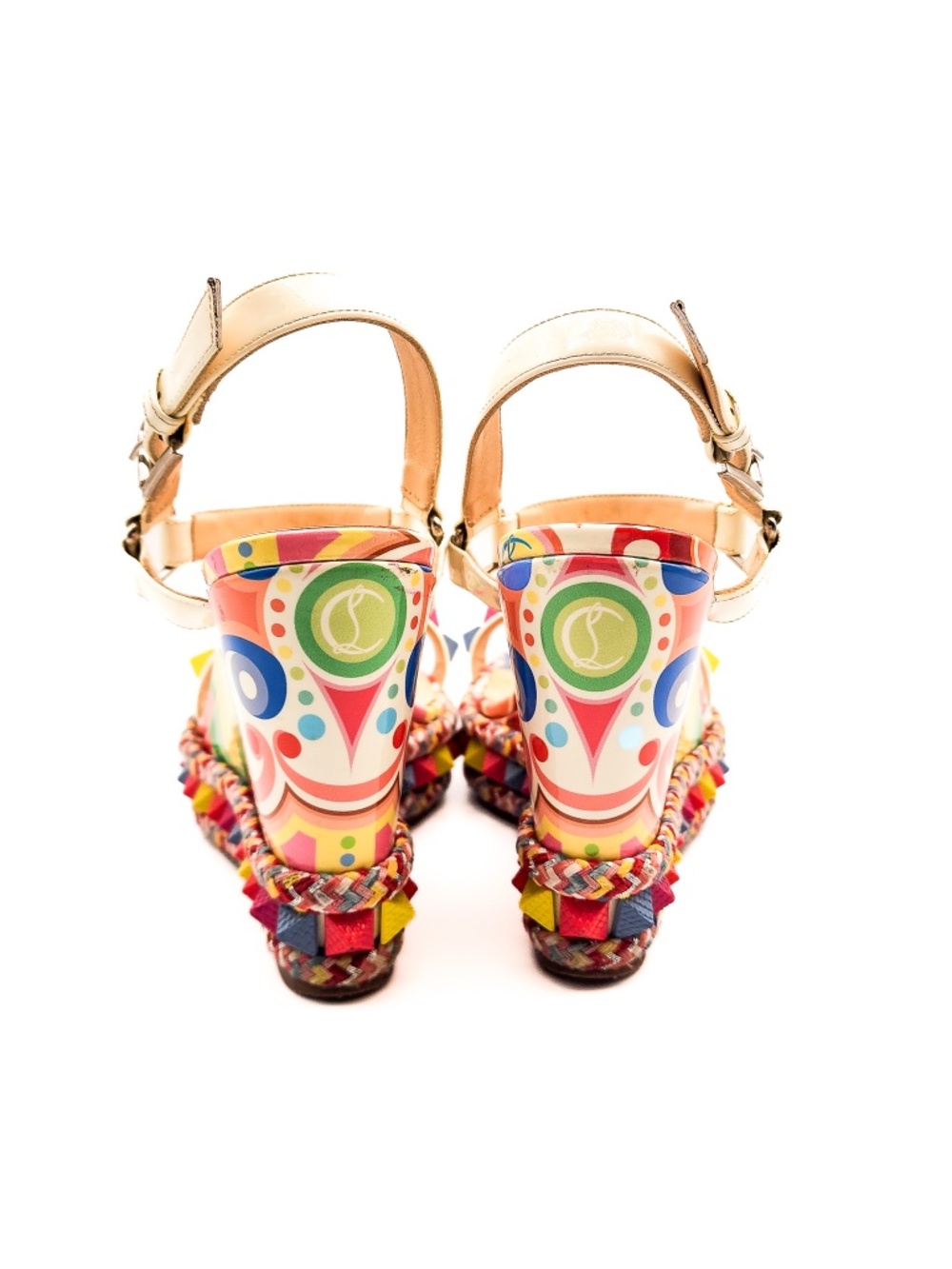 Christian Louboutin Leather Pyraclou 110 Studded Platform Sandals EU 37 - Picture 5 of 7
